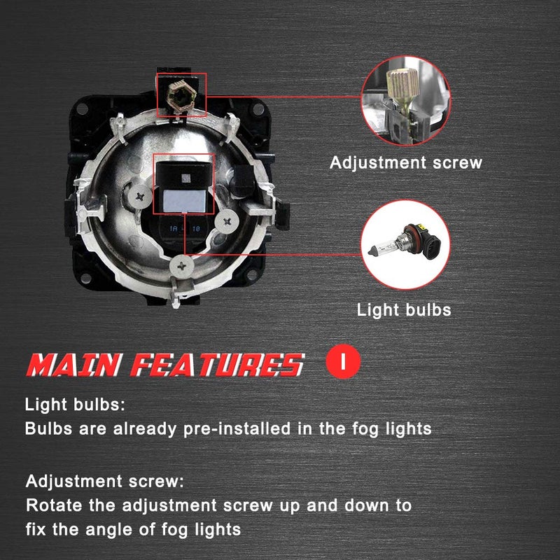 A ABIGAIL Driving Fog Lights Lamps Replacement for 05-06 Ford Escape, 03-04 Ford Mustang Cobra (SVT Model Only), 02-04 Ford Focus SVT, 2002 Lincoln LS with H10 12V 42W Halogen Bulbs (Clear Lens) - Image 5